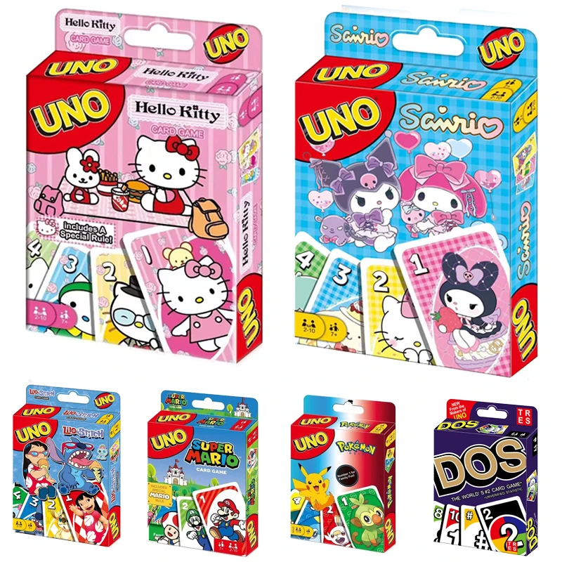 

UNO Sanrio Doraemon Lilo and Stitch Board Game Anime Cartoon Kawaii Figure Pattern Family Funny Entertainment Cards Games Gifts