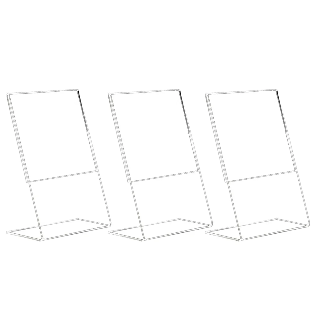 

3 Pcs QR Code Card Acrylic Desktop Support Flyer Holder Shelf Braces Meeting Display Stand Clear Label Sign