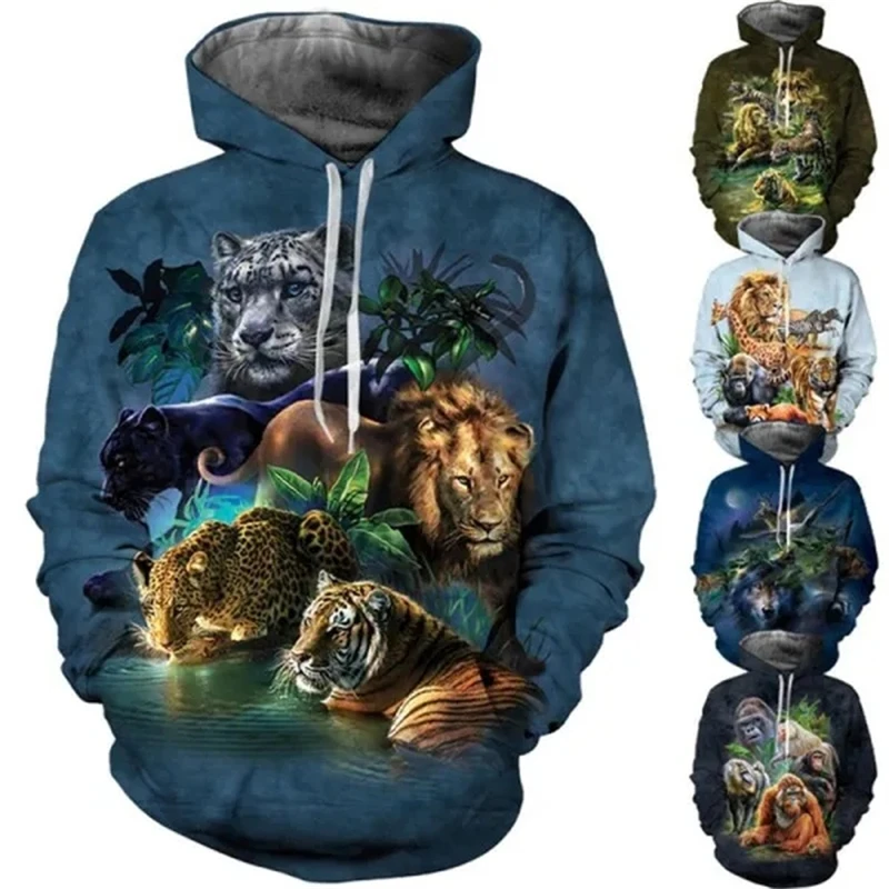 

Fashion Casual 3d Tiger Lion Monkey Printed Couple Y2k Hoodie Sweatshirts Funny Hip-hop Harajuku Cool Long-sleeved Hoodies Hoody