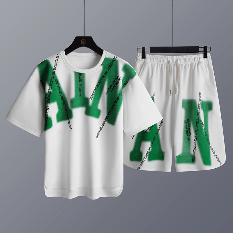Minimalist Trendy Summer Men's Round Neck Letter Short Sleeve Tops Casual Elastic Waist Drawstring Pockets Loose Shorts Sets
Minimalist Trendy Summer Men's Round Neck Letter Short Sleeve Tops Casual Elastic Waist Drawstring Pockets Loose Shorts Sets