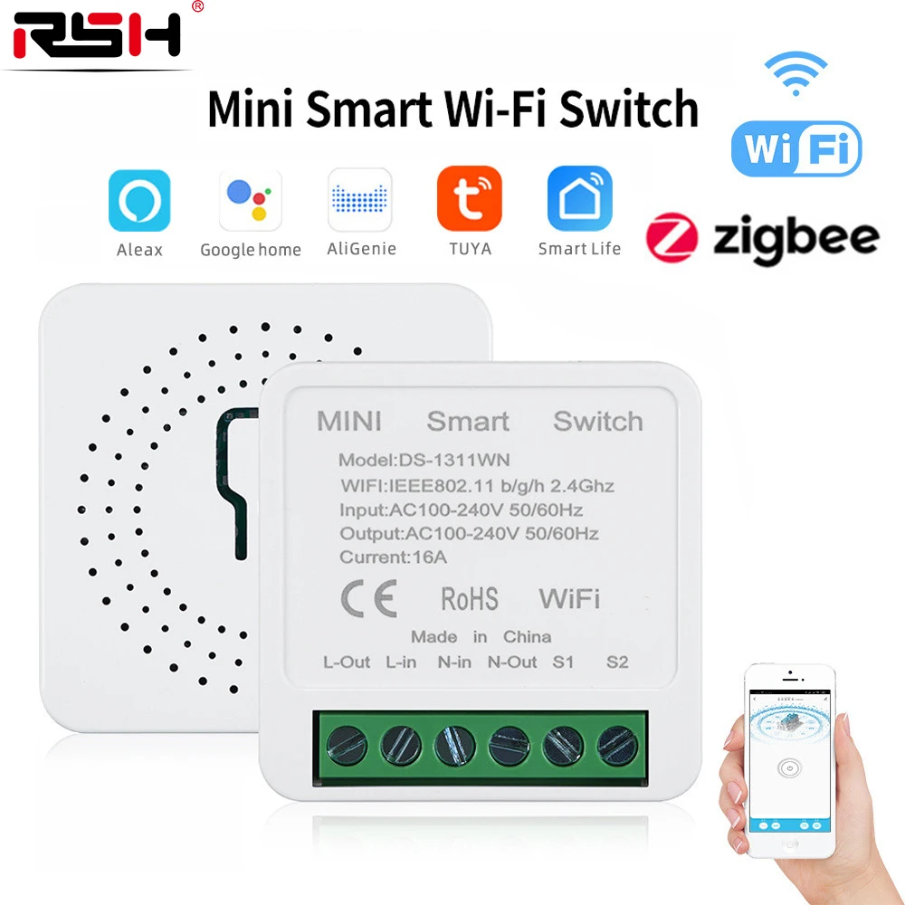 

Wifi Smart Switch Supporte 2way Control Timer Wireless Switches Smart Home Automation Work With Tuya Alexa Google Home 16A MINI