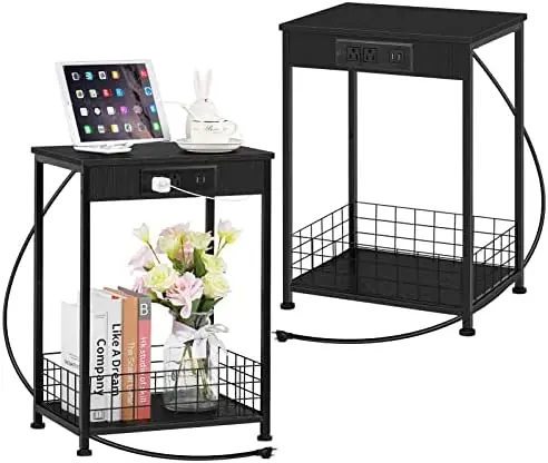 Set of 2 Bedroom Small End Table with Charging Station for Small Spaces 2 Tier Farmhouse Night Stands Bedside Tables with Storag
Set of 2 Bedroom Small End Table with Charging Station for Small Spaces 2 Tier Farmhouse Night Stands Bedside Tables with Storag