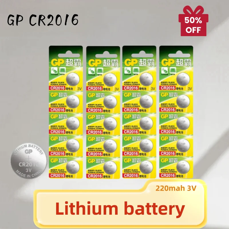 10-100PCS 3V 220mah GP Ultra CR2016 Battery Lithium Battery for Car Remote Control Calculator DL2016 ECR2016 BR2016 Coin Cell
10-100PCS 3V 220mah GP Ultra CR2016 Battery Lithium Battery for Car Remote Control Calculator DL2016 ECR2016 BR2016 Coin Cell