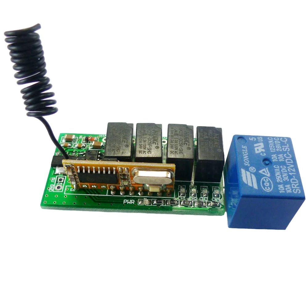 CE031 Super Mini DC 5V 9V 12V 433,92 M 4-канальный радиочастотный беспроводной релейный переключатель для PT2262 EV1527 фиксированный обучающий код
CE031 Super Mini DC 5V 9V 12V 433,92 M 4-канальный радиочастотный беспроводной релейный переключатель для PT2262 EV1527 фиксированный обучающий код