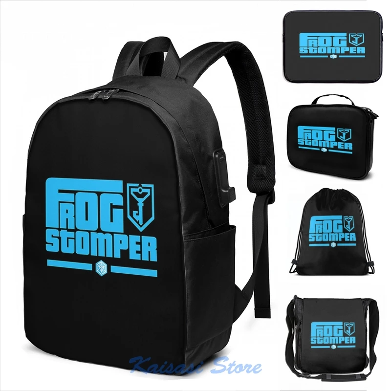 Фото Funny Graphic print Frog Stomper Ingress USB Charge Backpack men School bags Women bag Travel laptop | Багаж и сумки
