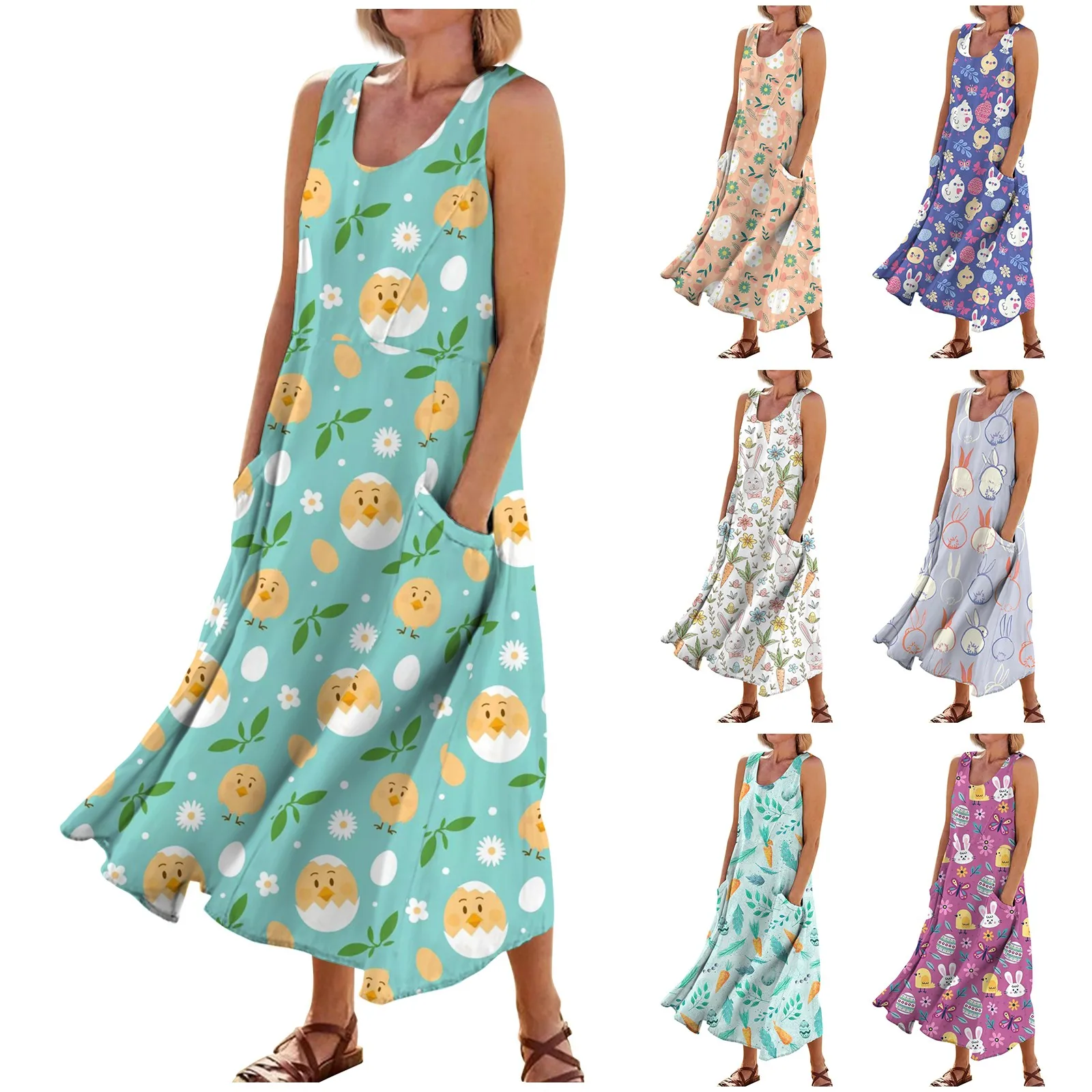 

Women Casual Summer Printed Tank Sleeveless Dress Hollow Out Loose Beach Dress New Slim-Type Elegant Dresses فساتين السهرة