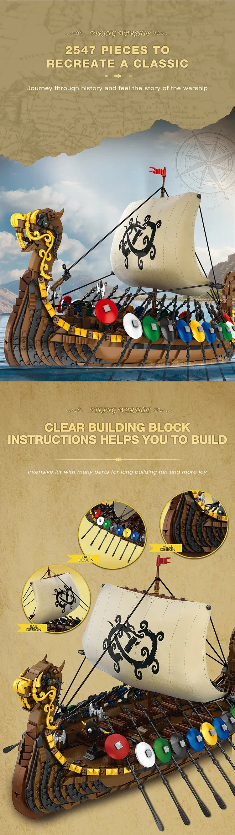 2547PCS Viking Warship Building Blocks Pirate Keelboat Model Bricks Desktop Collection Decoration Diy Toy For Kids Holiday Gifts 2547PCS Viking Warship Building Blocks Pirate Keelboat Model Bricks Desktop Collection Decoration Diy Toy For Kids Holiday Gifts