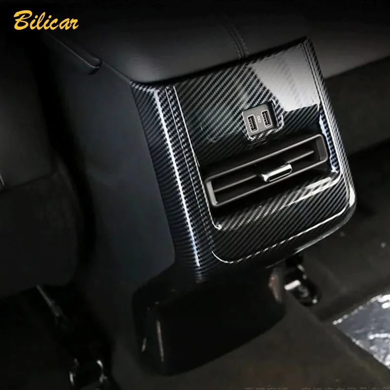 

for Changan CS55 PLUS CS55PLUS 2022 2023 2024 Carbon Fiber Carbon Fiber Rear Armrest Cover Air Outlet Mat Seat Anti Kick Sticker