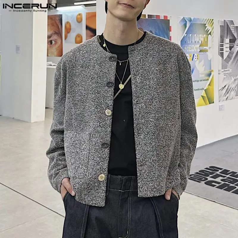 Fashion Casual Style Tops INCERUN New Men's Retro O-neck Black Gray Button Suit Coats Simple All-match Long Sleeved Blazer S-5XL
Fashion Casual Style Tops INCERUN New Men's Retro O-neck Black Gray Button Suit Coats Simple All-match Long Sleeved Blazer S-5XL