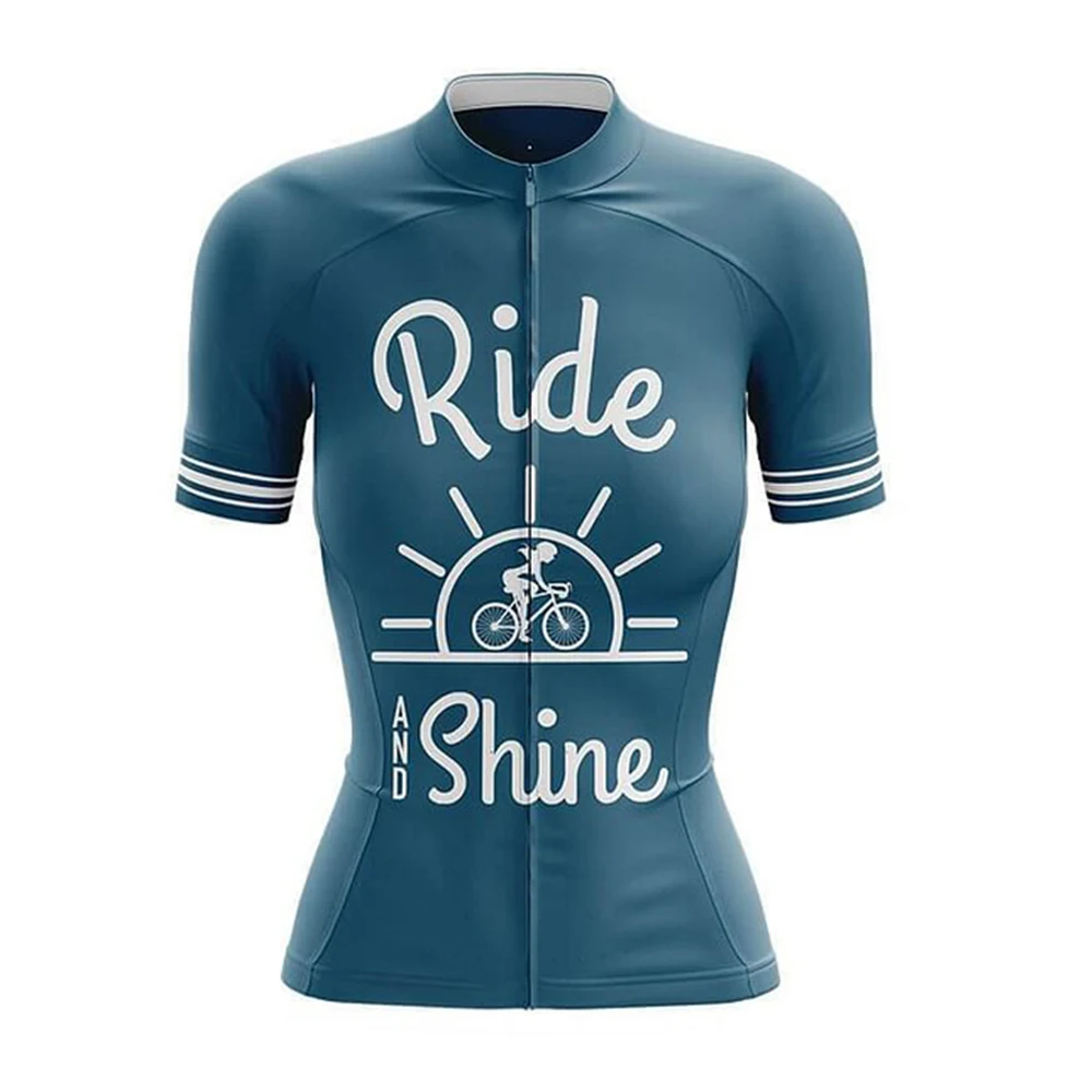 

Ride And Shine Women Cycling Jersey Short Sleeve Bike Shirt Bicycle Wear Mountain Road Clothes Cycle Racing MTB Clothing