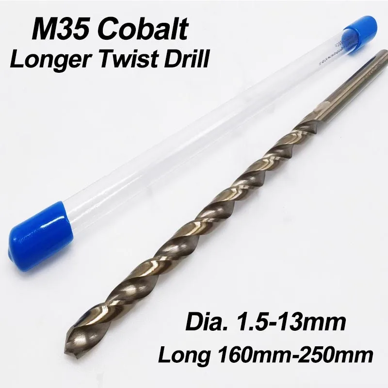 1PC 1.5mm-13mmx160mm-250mm OAL HSS-CO 5% Cobalt M35 Long Twist Drill Bits For Stainless Steel Alloy Steel & Cast Iron
1PC 1.5mm-13mmx160mm-250mm OAL HSS-CO 5% Cobalt M35 Long Twist Drill Bits For Stainless Steel Alloy Steel & Cast Iron