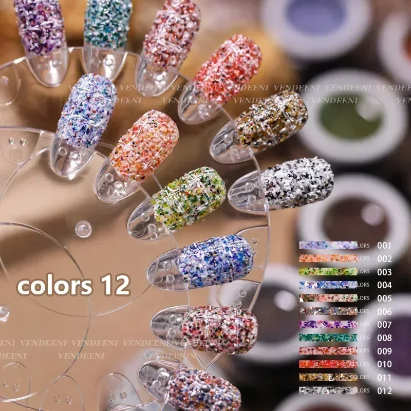 

12 PCS/Set Nail Glitter Knitted Woolen Powder Shiny Sequin DIY Glitters Powder UV Gel Polish Acrylic Nail Tips Wholesale