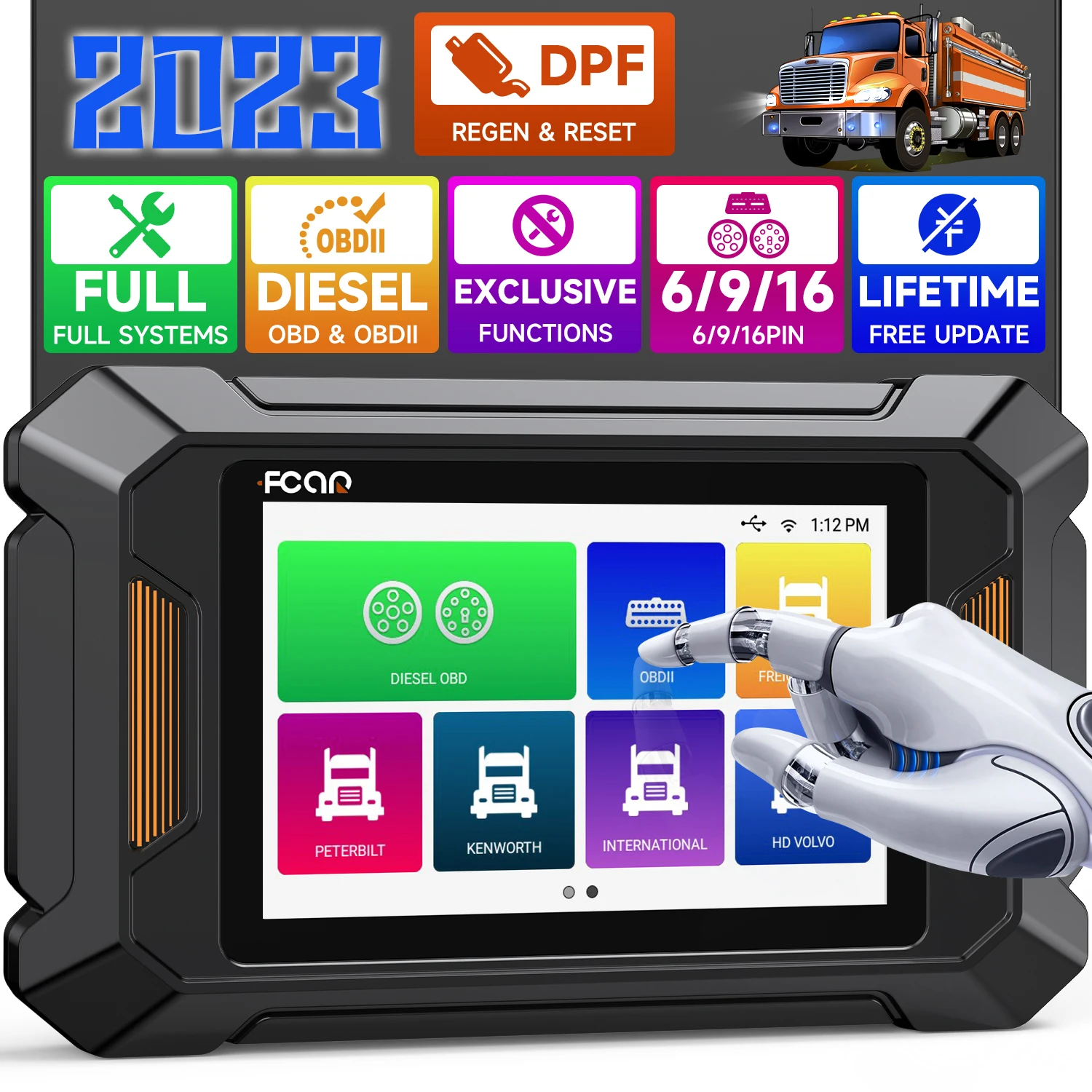 

Fcar F801 Diesel Heavy Duty Truck OBD Diagnostic Tool Professional All System D.PF Regen Oil Reset HD OBD Scanner for Truck Car