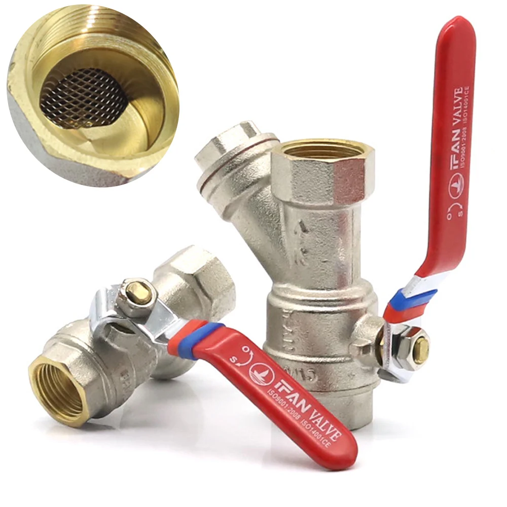 

1PCS 1/2" 3/4" Female Ball Valve Filter Hose Coupling Joint Adapter Extender Brass Copper Filter Impurities Irrigation Pipe Tube