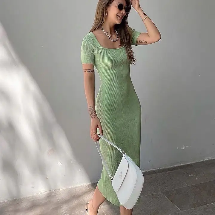 Fashion Elegant Party Midi Dress Women Summer Knitted Bodycon Sexy Split Vestidos Female Square Collar Robe Long Dresses U305
Fashion Elegant Party Midi Dress Women Summer Knitted Bodycon Sexy Split Vestidos Female Square Collar Robe Long Dresses U305
