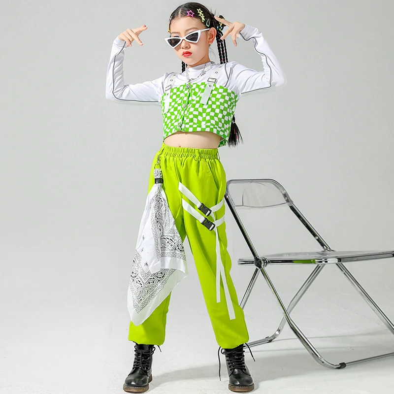 Fashion Ballroom Hip Hop Dance Costumes For Kids Green Vest Cargo Pants Streetwear Girls Jazz Dance Stage Rave Clothes DQS14706
Fashion Ballroom Hip Hop Dance Costumes For Kids Green Vest Cargo Pants Streetwear Girls Jazz Dance Stage Rave Clothes DQS14706