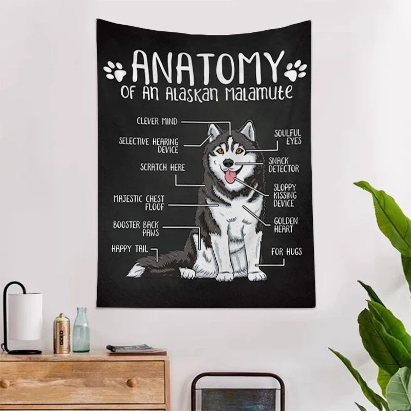 

Dog Anatomy Tapestry Aesthetic Room Decor Bedroom Decoration Home Wall Art Anime Tapestries Headboards Kawaii Decors Decorations