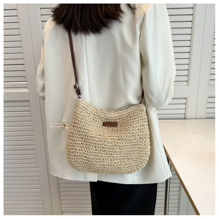 Summer Woven Travel Tote - Large Capacity Straw Beach Shoulder Bag 10 S7e2f81c87f424d53b60ac15a74fa57ebf