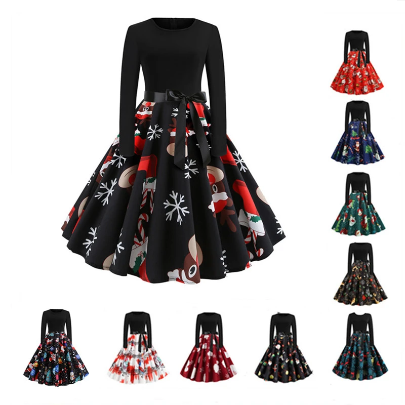 Женское винтажное платье с круглым вырезом, белое платье с длинным рукавом, с круглым вырезом, в стиле 1950-х 60-х годов, элегантный наряд для вечеринок, зима 1950