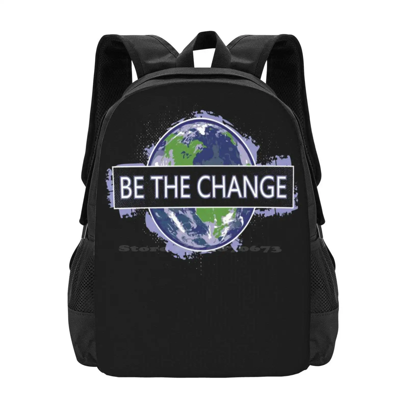 

Be The Change ! Backpack For Student School Laptop Travel Bag Be The Change Globe Mother Earth Planet Global Positive Gandhi