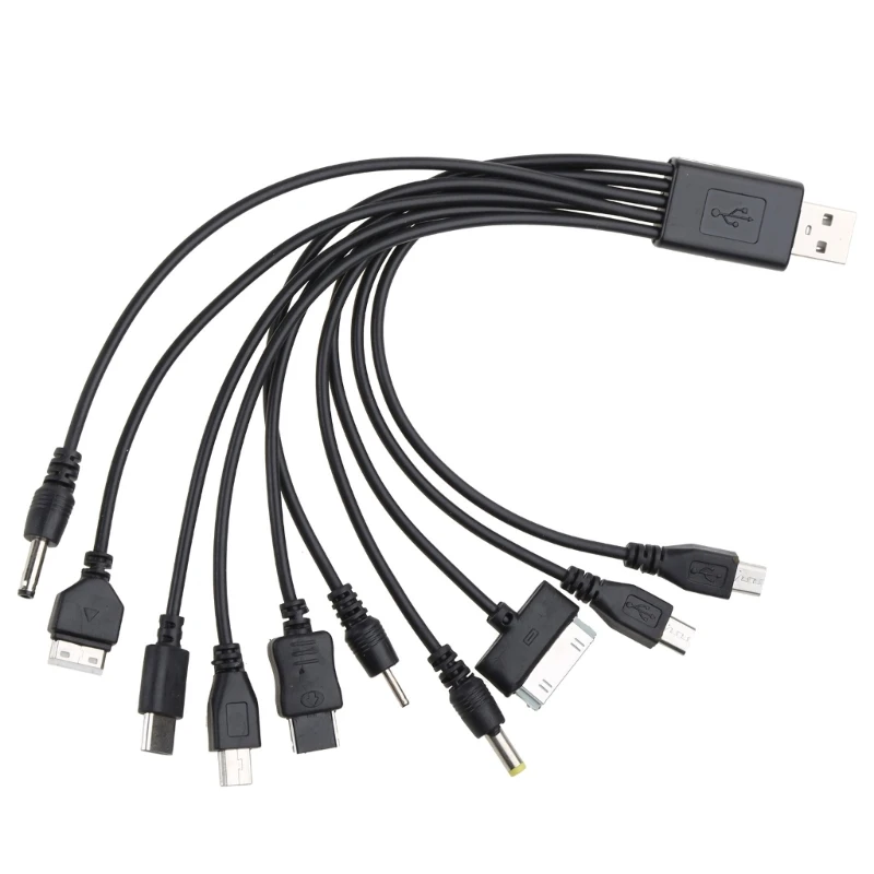 

Universal USB To Multi Plug Cell Phone Cable 10 in 1 USB Cable For Smartphone Cable 20CM/7.87in