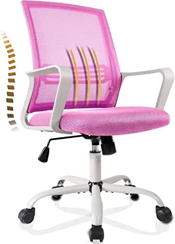 Chair Ergonomic Mesh Home Office Chair, Mid Back Adjustable Computer Task Chairs Swivel Rolling Office Desk Chair, Pink Metal ch
Chair Ergonomic Mesh Home Office Chair, Mid Back Adjustable Computer Task Chairs Swivel Rolling Office Desk Chair, Pink Metal ch