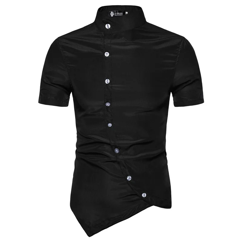 #4722 Summer Asymmetrical Shirt Men Slim Fit Buttons Stand Collar Men's Shirt Short Sleeve Korean Fashion Black White Red Blue
#4722 Summer Asymmetrical Shirt Men Slim Fit Buttons Stand Collar Men's Shirt Short Sleeve Korean Fashion Black White Red Blue