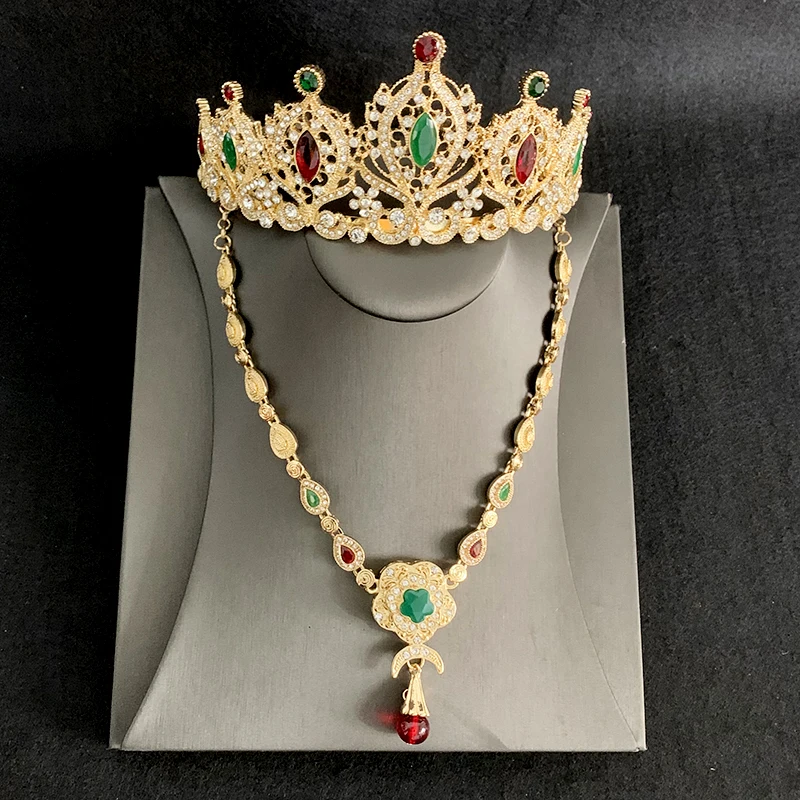 Algerian Wedding Jewelry Set, Bridal Crown Head Chain, Metal Gold Plated Pendant Necklace, Moroccan Bridal Gift
Algerian Wedding Jewelry Set, Bridal Crown Head Chain, Metal Gold Plated Pendant Necklace, Moroccan Bridal Gift