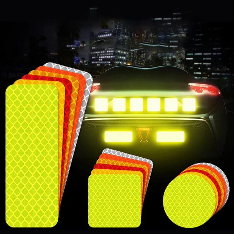 

10PCS Car Sticker Reflective Warning Sticker Safety Tape Anti Collision Warning Reflective Sticker Automobile Trunk Motorbike