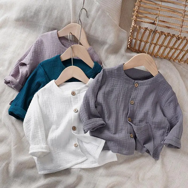 Детская рубашка с длинным рукавом, из хлопка и льна
Детская рубашка с длинным рукавом, из хлопка и льна