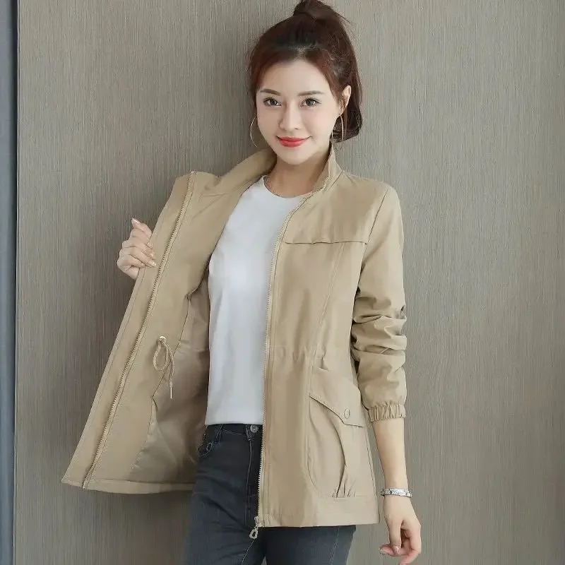

2024 Spring New Double Layer Lining Korean Version Stylish and Age Reducing Short Coat Fashionable Waistband Slimming Jacket