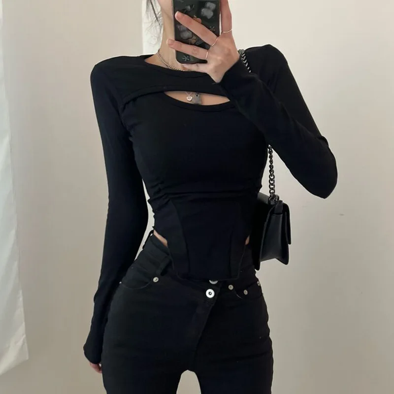 Y2k Dress Pleated Hollow Irregular T-shirt Women's Autumn Sweet Fit Versatile Long Sleeve Solid Color Underlay
Y2k Dress Pleated Hollow Irregular T-shirt Women's Autumn Sweet Fit Versatile Long Sleeve Solid Color Underlay