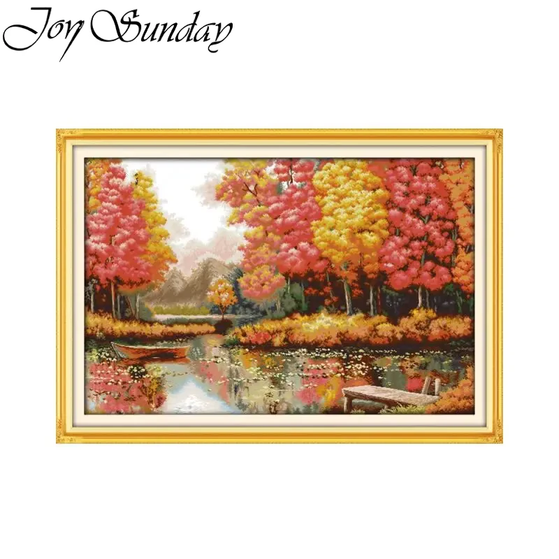 

Набор для вышивки крестиком Joy Sunday, осенний, красивый пейзаж, креативный Набор для рукоделия «сделай сам», украшение для мебели, швейная живопись