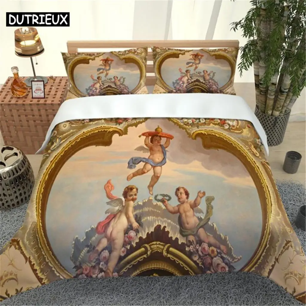 3D Angel Bedding Set Golden Luxury Bedclothes European Pattern Duvet Cover Retro Chain Comforter Cover 3 Piece for Girls Boys
3D Angel Bedding Set Golden Luxury Bedclothes European Pattern Duvet Cover Retro Chain Comforter Cover 3 Piece for Girls Boys