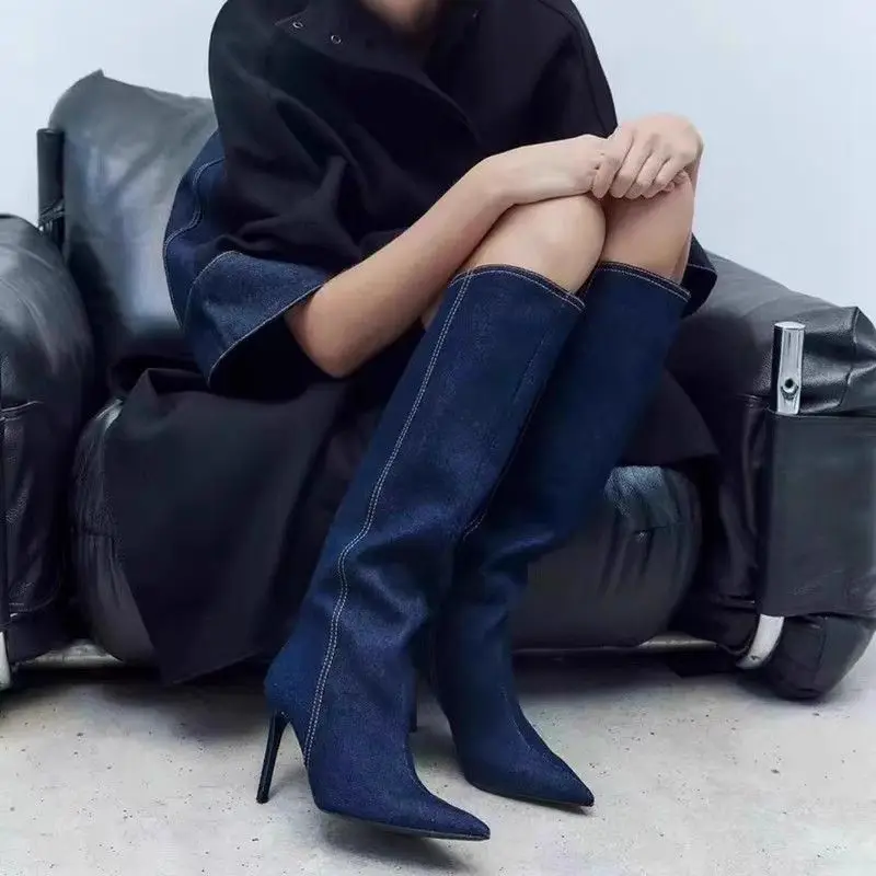ZA Spring Winter High Heel Blue Denim Pointed Tall Boots Thin Heel Sexy 2024 Trend Traf Women Knee High Boots
ZA Spring Winter High Heel Blue Denim Pointed Tall Boots Thin Heel Sexy 2024 Trend Traf Women Knee High Boots