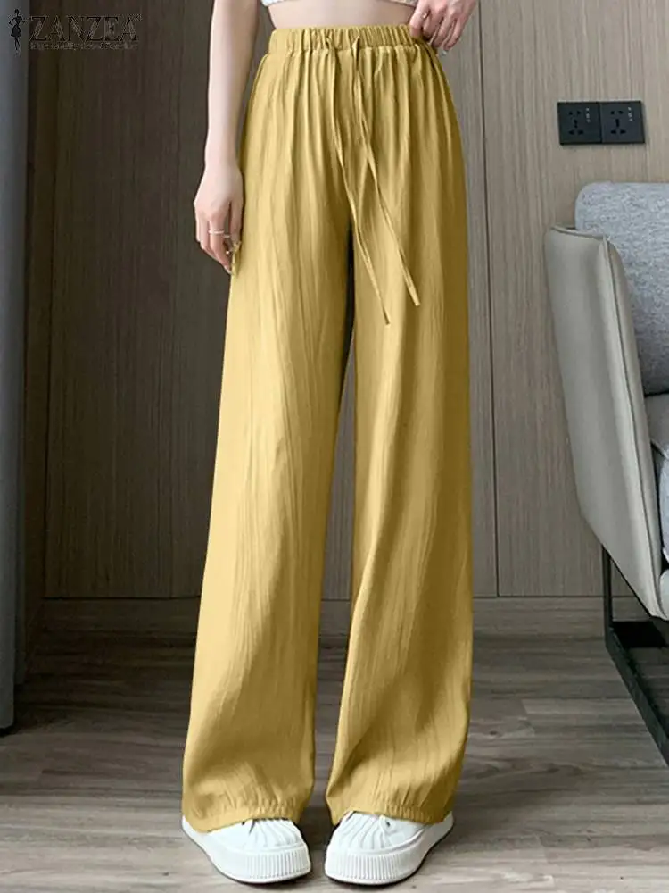 ZANZEA Summer Casual Wide Leg Pant Fashion Lace-Up Trousers Woman Elegant Elastic Pantalon Femme Holiday Solid Pants Oversized
ZANZEA Summer Casual Wide Leg Pant Fashion Lace-Up Trousers Woman Elegant Elastic Pantalon Femme Holiday Solid Pants Oversized