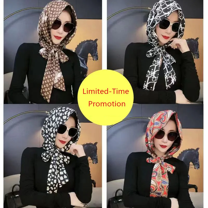 

Fashion Sunblock Muslim Headscarf Scarf Women's Shawl Printed Silk Felt Hat Scarf Women's Veil Headscarf