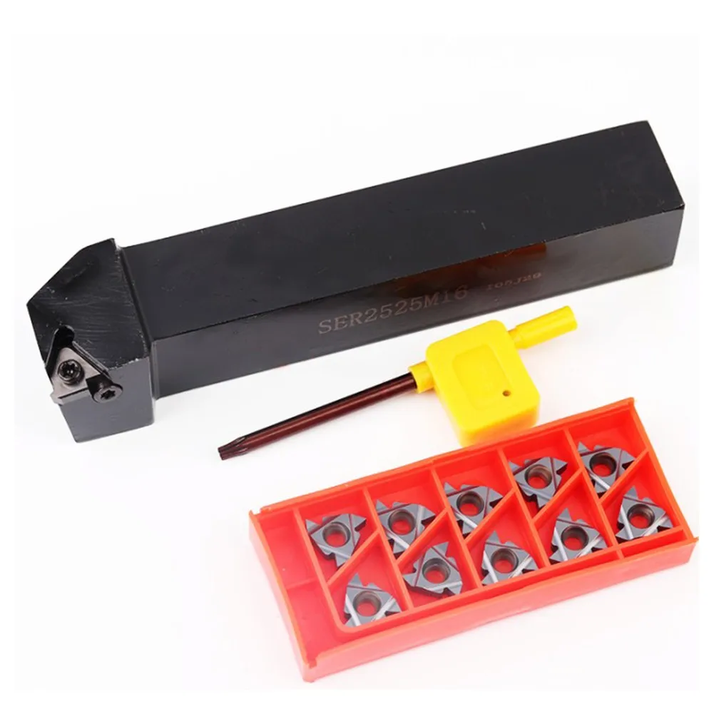 1PC SER2525M16 Lathe Tool Holder + 10PCS 16ER AG60 Carbide Blade + 1PC Wrench CNC Metalworking Industrial Power Tools Parts
1PC SER2525M16 Lathe Tool Holder + 10PCS 16ER AG60 Carbide Blade + 1PC Wrench CNC Metalworking Industrial Power Tools Parts
