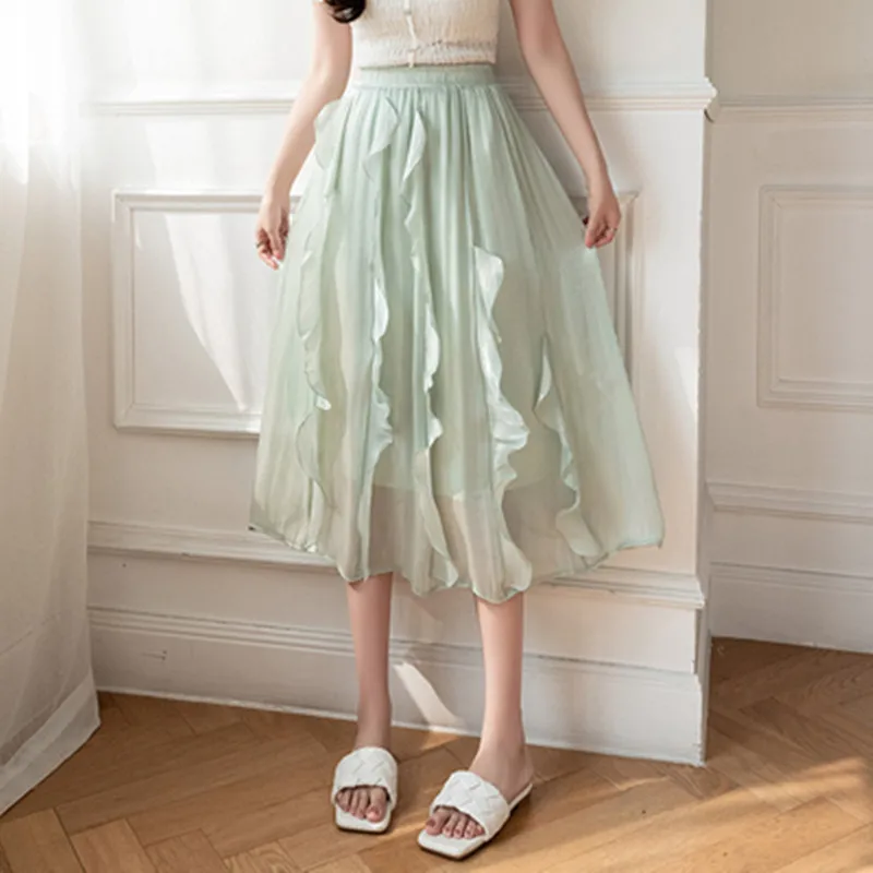 2023 New Spring And Summer Korean Fashion Mesh Ruffles Long Skirt Women Elastic Waist Super Fairy Flowery Gauze Half Skirts
2023 New Spring And Summer Korean Fashion Mesh Ruffles Long Skirt Women Elastic Waist Super Fairy Flowery Gauze Half Skirts