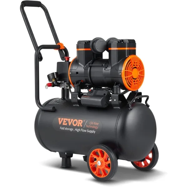 

VEVOR 6.3 Gallon Air Compressor, 2 HP 3.35 CFM@ 90PSI Oil Free Air Compressor Tank & Max. 116PSI Pressure, 70 dB Quiet