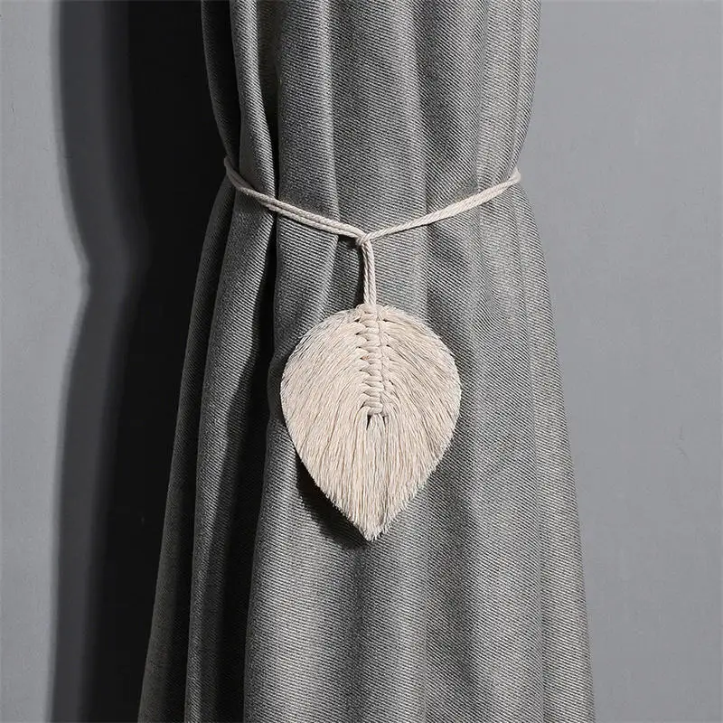 🍃 Handwoven Leaf Macrame Curtain Tiebacks - Boho Cotton & Linen Tassel Holdbacks for Natural Window Styling 6 S7e4603d28aa945c1831e375cdc437e99U