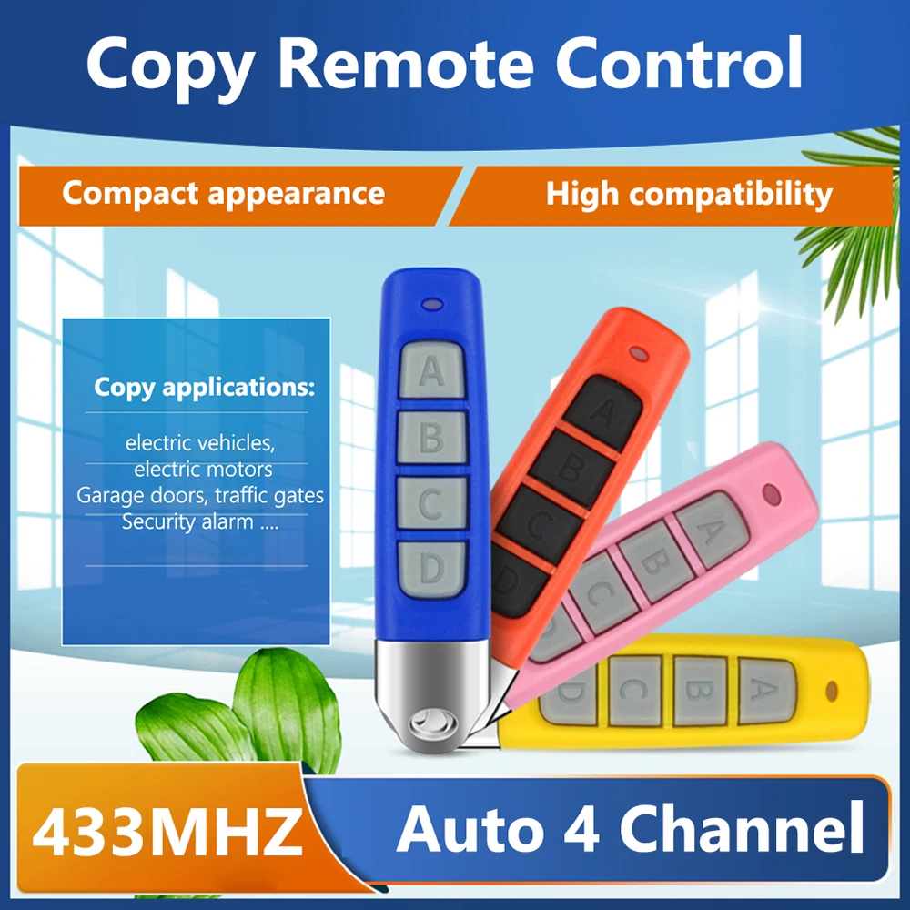 330 433MHz Copy Remote Control RF 4 CH Transmitter KeyChain Garage Door Electric Gate Opener Duplicator Cloning Code Controller
330 433MHz Copy Remote Control RF 4 CH Transmitter KeyChain Garage Door Electric Gate Opener Duplicator Cloning Code Controller
