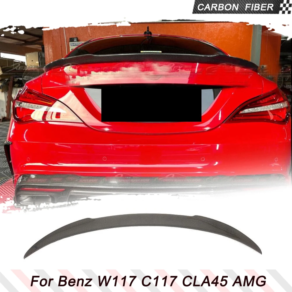 

For Mercedes Benz CLA Class W117 C117 CLA45 AMG Sedan 2013-2018 Carbon Fiber Rear Boot Lip Car Rear Boot Lid Highkick Wing Lip