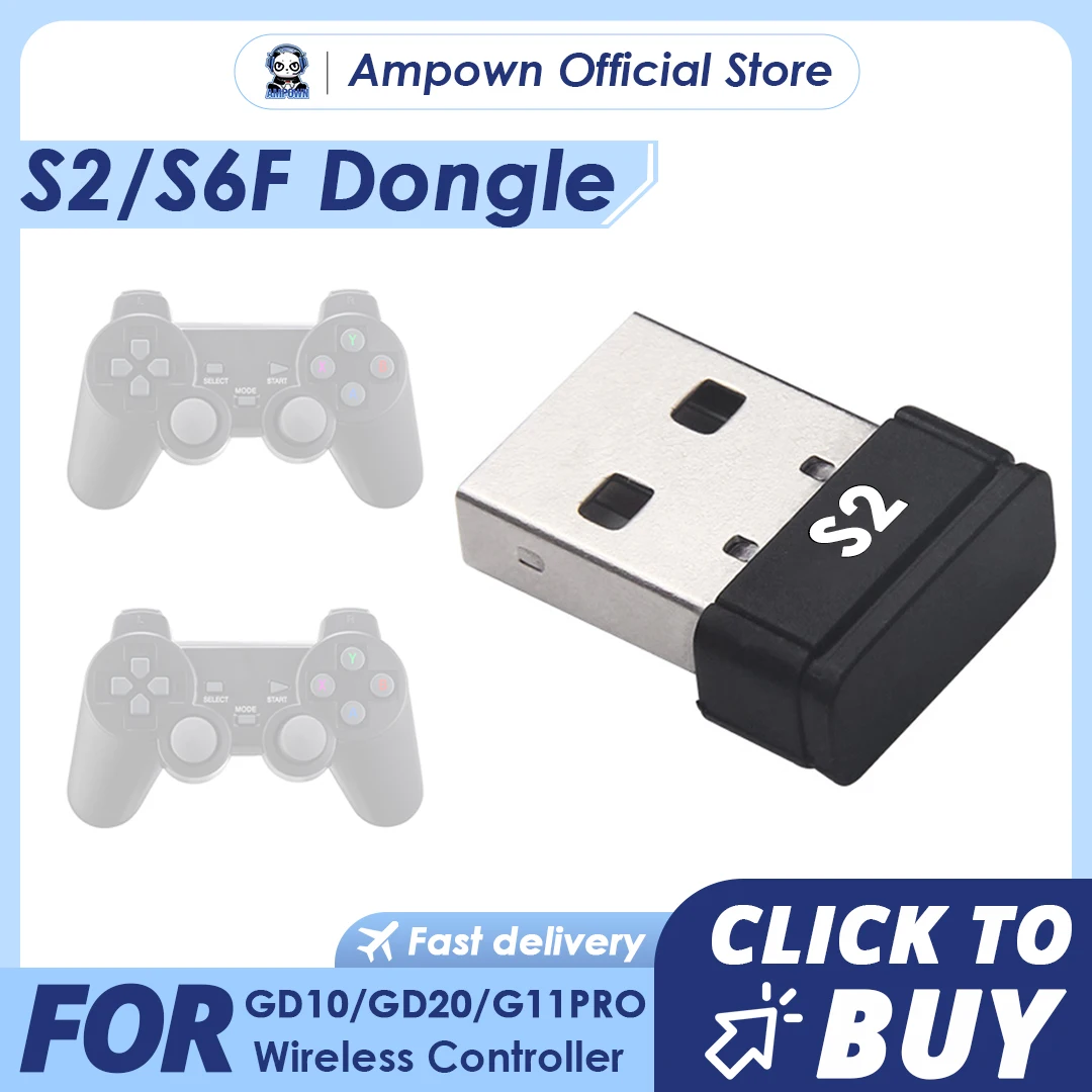 Ampown S2 S6F USB Dongle 2.4G Wireless Receiver GD10 GD20 USB Receiver Accessories Low Latency Fast Connect for Two Controllers
Ampown S2 S6F USB Dongle 2.4G Wireless Receiver GD10 GD20 USB Receiver Accessories Low Latency Fast Connect for Two Controllers