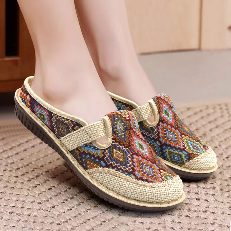 Linen Woven Sandals Women Fashion Ethnic Embroidery Colorblock Design Flat Shoe Slipper
Linen Woven Sandals Women Fashion Ethnic Embroidery Colorblock Design Flat Shoe Slipper