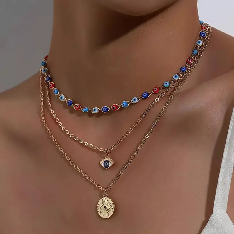 Europe and America Fashion New Product Evil Eye Multi Layered Necklace Wholesale Women and Jewelry Party Couple Gifts
Europe and America Fashion New Product Evil Eye Multi Layered Necklace Wholesale Women and Jewelry Party Couple Gifts