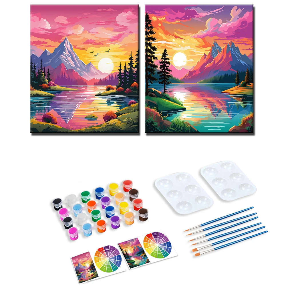 PhotoCustom 2pcs Framed Paint And Sip Canvas Painting Kit Sunset Landscape Pre Drawn Canvas Art Set Diy Gifts 20x25cm
PhotoCustom 2pcs Framed Paint And Sip Canvas Painting Kit Sunset Landscape Pre Drawn Canvas Art Set Diy Gifts 20x25cm