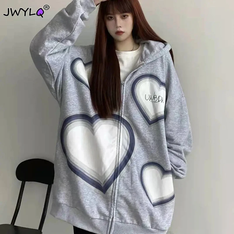 Oversize 40kg-150kg Love Y2k Zip Up Hoodie Korean Fashion Streetwear Loose Mid Length Sweatshirts Spring Autumn Clothes Woman
Oversize 40kg-150kg Love Y2k Zip Up Hoodie Korean Fashion Streetwear Loose Mid Length Sweatshirts Spring Autumn Clothes Woman