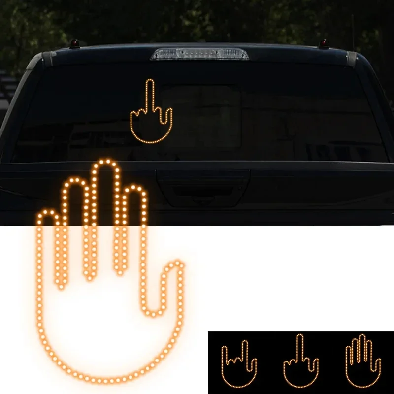 

Funny Hand Gesture Car Light Vehicle Accessories, Battery Powered 3 Gesture Modes LED Light Gadgets With Wireless Remote Control