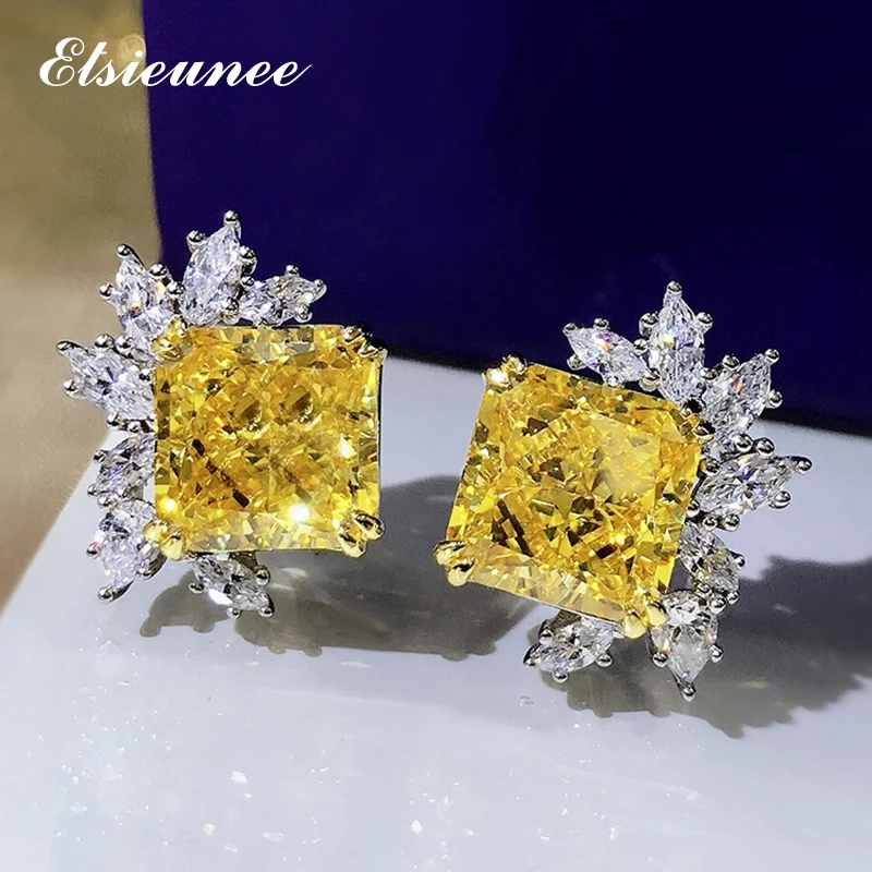 ELSIEUNEE Luxury 100% 925 Sterling Silver 10MM Simulated Moissanite Citrine Gemstone Wedding Stud Earrings Women Fine Jewelry
ELSIEUNEE Luxury 100% 925 Sterling Silver 10MM Simulated Moissanite Citrine Gemstone Wedding Stud Earrings Women Fine Jewelry
